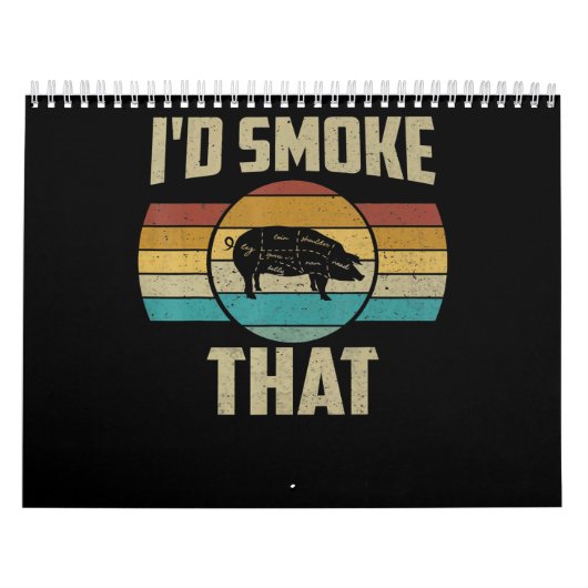 ID roken dat Funny Retro BBQ varkensvlees Grill Gi Kalender (Hoes)