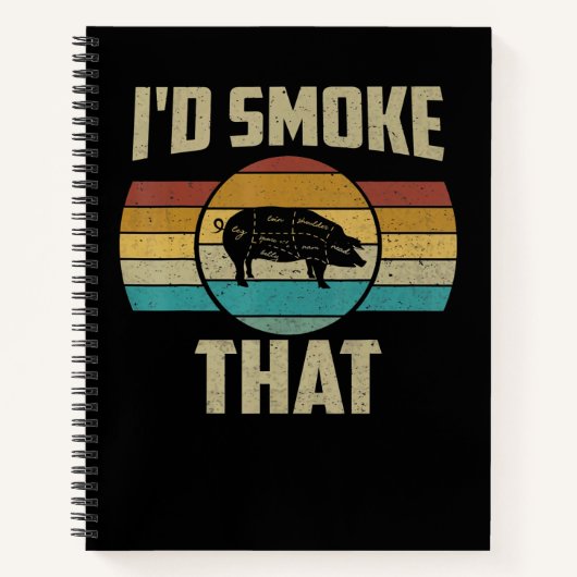 ID roken dat Funny Retro BBQ varkensvlees Grill Gi Notitieboek (Voorkant)