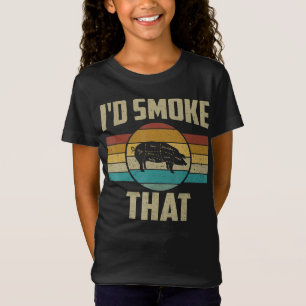 ID roken dat Funny Retro BBQ varkensvlees Grill Gi T-shirt