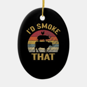 ID roken dat grappige BBQ de moker Grill Gift Keramisch Ornament