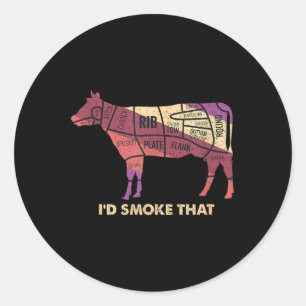 ID Roken die Koe BBQ Grillmasters Barbecue Smoker Ronde Sticker