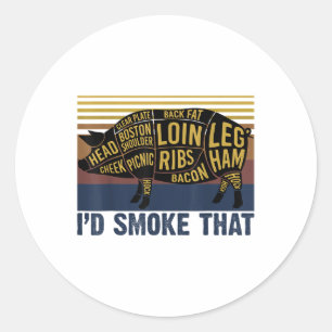 Id rook dat grappige barbecue varken _1 ronde sticker