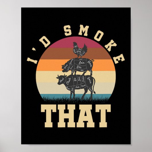Id rook dat grappige gerookte varkensvlees liefheb poster (Voorkant)