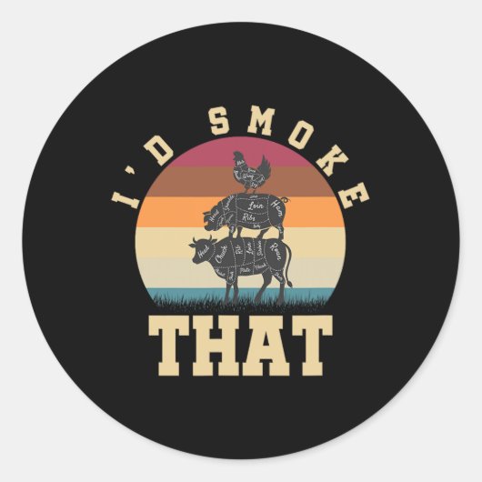 Id rook dat grappige gerookte varkensvlees liefheb ronde sticker (Voorkant)