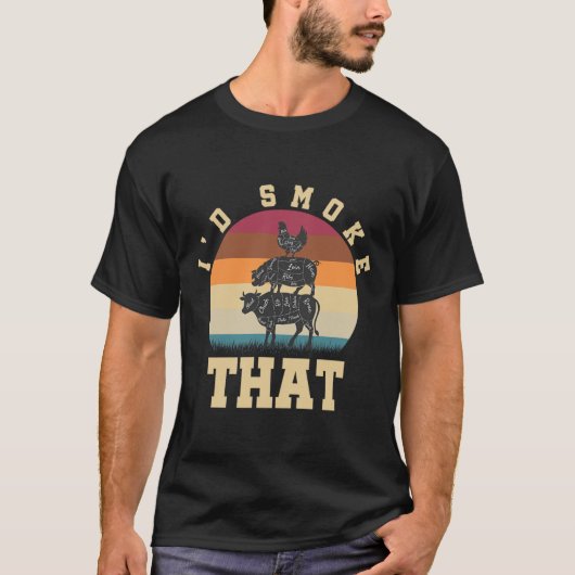 Id rook dat grappige gerookte varkensvlees liefheb t-shirt (Voorkant)