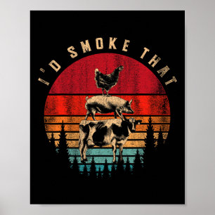 Id rook dat grappige gerookte vlees bbq chef barbe poster
