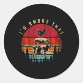 Id rook dat grappige gerookte vlees bbq chef barbe ronde sticker (Voorkant)