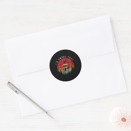 Id rook dat grappige gerookte vlees bbq chef barbe ronde sticker (Envelop)