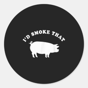 Id rook dat grappige varken roken achtertuin bbq ronde sticker