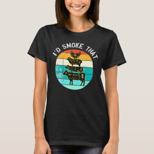 ID Rook dat moker pa Barbecue Retro Grilling T-shirt