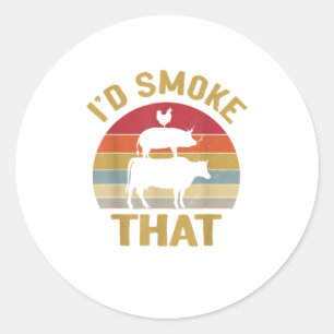 ID Rook dat Shirt Grilling Vlees BBQ S Ronde Sticker