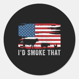 ID Rook die barbecue 1 Ronde Sticker