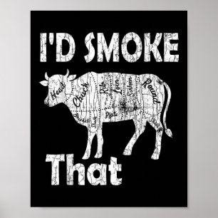 Id rook die grappige barbecue gegrild BBQ vlees li Poster