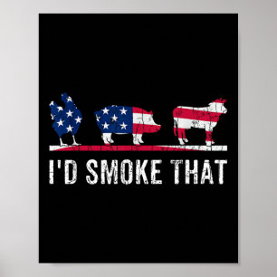 Id rook die grappige barbecue gegrild BBQ vlees li Poster