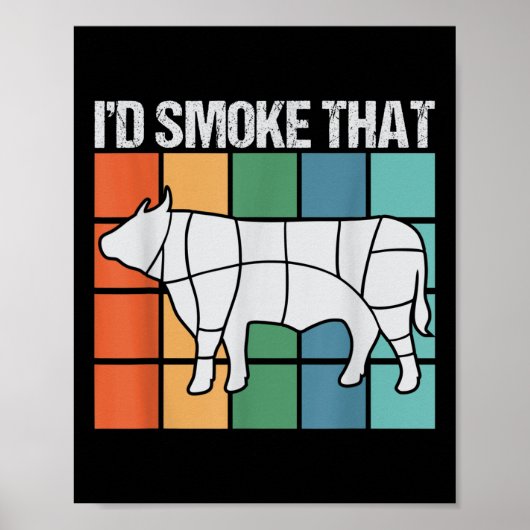 Id rook die grappige bbq barbecue roker grillmaste poster (Voorkant)