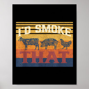 Id rook die grappige bbq barbecue vlees grillen sm poster