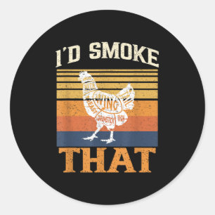Id rook die grappige bbq barbecue vlees grillen sm ronde sticker