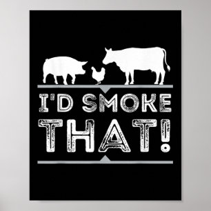 Id rook die grappige bbq roker barbecue pitmaster poster