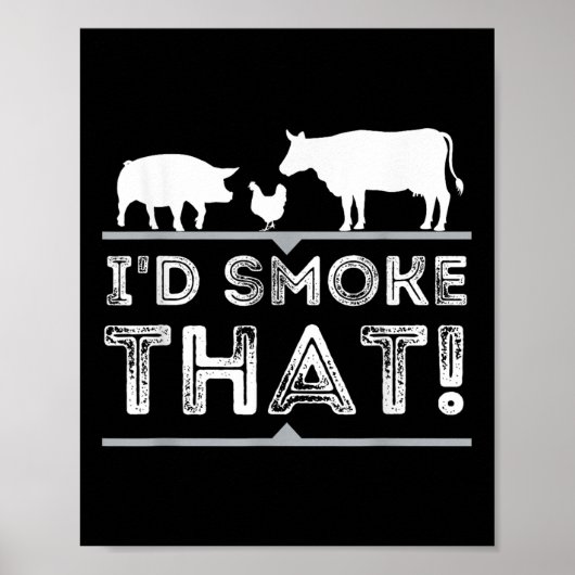 Id rook die grappige bbq roker barbecue pitmaster poster (Voorkant)