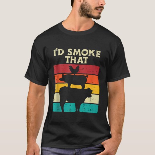 ID rook die kip varkensvlees retro vlees bbq gri T-shirt (Voorkant)