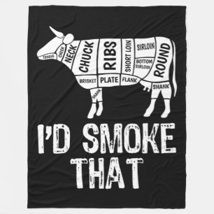 ID Rook die Koe BBQ roken barbecue Fleece Deken