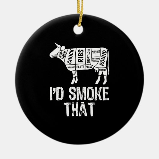 ID Rook die Koe BBQ roken barbecue Keramisch Ornament (Voorkant)