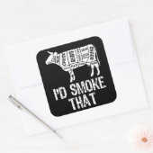 ID Rook die Koe BBQ roken barbecue Vierkante Sticker (Envelop)