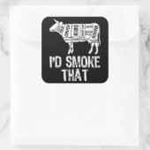 ID Rook die Koe BBQ roken barbecue Vierkante Sticker (Tas)