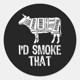 Id rook die Koe bbq roken grillen barbecue me Ronde Sticker