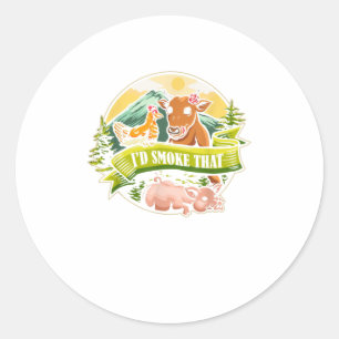 ID Rook die Koe van de Barbecue Grill Ronde Sticker