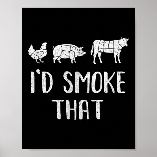 Id rook die leuke bbq barbecue roker chef poster (Voorkant)