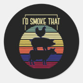 ID Rook die Retro Barbecue Ronde Sticker (Voorkant)