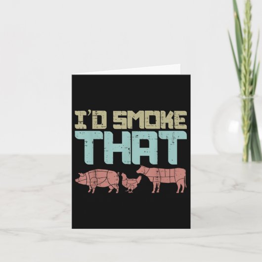 Id Smoke Pork Kippenvlees Grappig BBQ Barbecue mei Kaart (Voorkant)