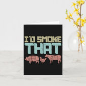 Id Smoke Pork Kippenvlees Grappig BBQ Barbecue mei Kaart (Gele Bloem)