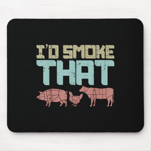 Id Smoke Pork Kippenvlees Grappig BBQ Barbecue mei Muismat (Voorkant)