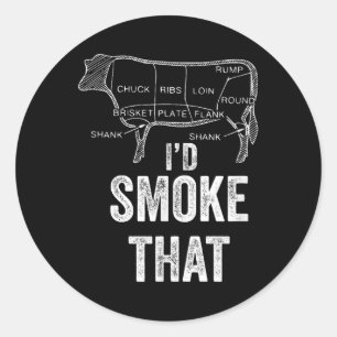 ID Smoke That BBQ Grill Barbecue Koken Outdoor G Ronde Sticker