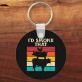 Id Smoke That Chicken Pork Beef Retro Meat Smoking Sleutelhanger (Voorkant)