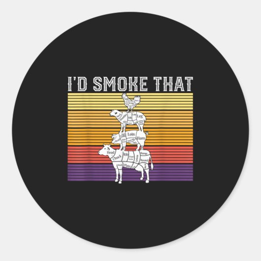 Id Smoke That Funny BBQ Grilling Pitmaser Ronde Sticker (Voorkant)