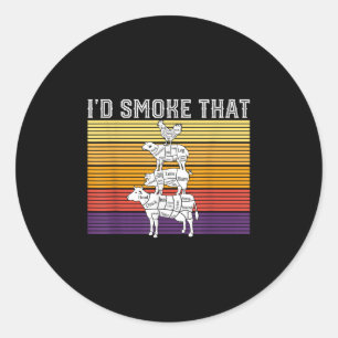 Id Smoke That Funny BBQ Grilling Pitmaser Ronde Sticker