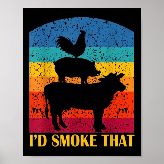 ID Smoke That - Grappig BBQ Retro Barbeque Grillen Poster (Voorkant)