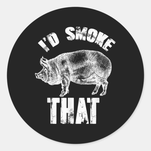 Id Smoke That - Grappig BBQ Varken Ronde Sticker (Voorkant)