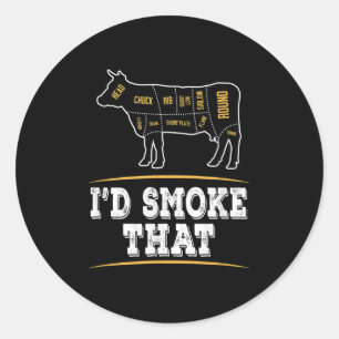 ID Smoke That Koe - Grappig BBQ liefhebber cadeau Ronde Sticker