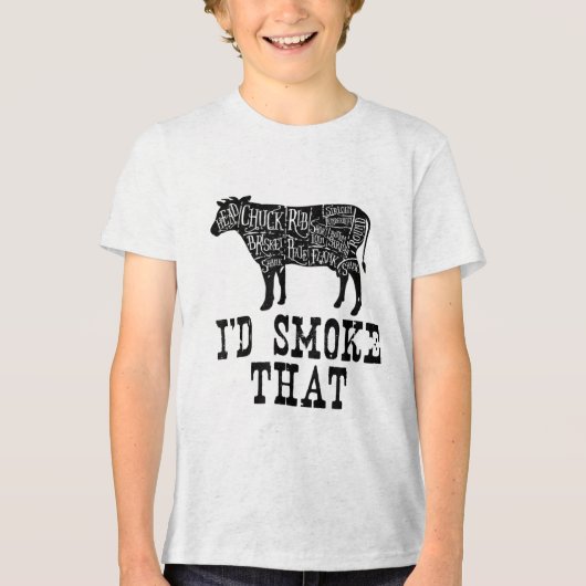 ID Smoke That Koe - Grillmasters Kleding voor BBQ  Tri-Blend Shirt (Voorkant)