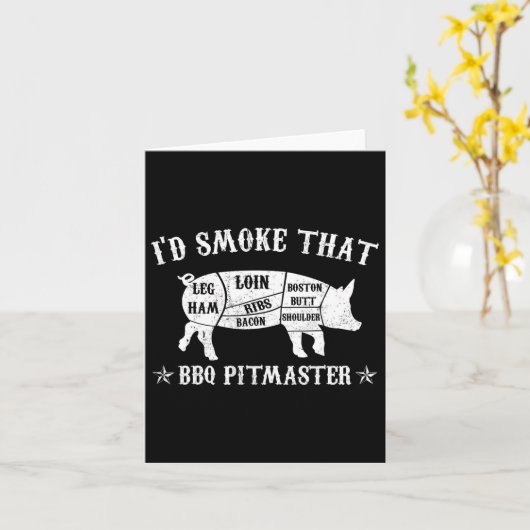 ID Smoke That T Shirt Pig Pitmaster Funny BBQ Smok Kaart (Gele Bloem)