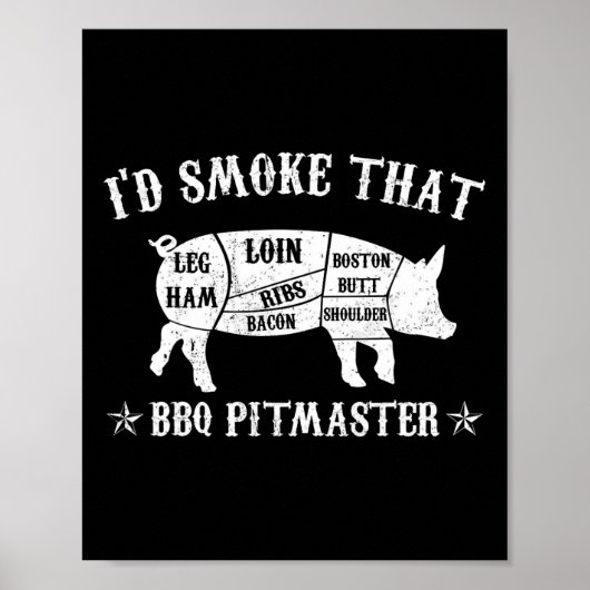 ID Smoke That T Shirt Pig Pitmaster Funny BBQ Smok Poster (Voorkant)