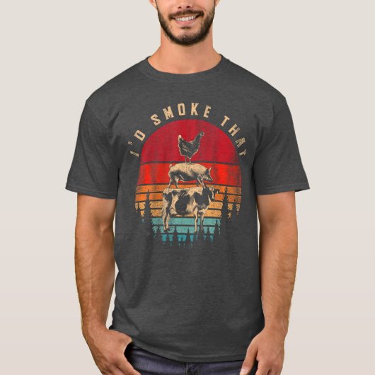 Id Smokehat Grappig Gerookt Vlees BBQ Chef Barbecu T-shirt (Voorkant)