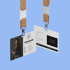 ID-streepjescode Werknemersfoto Modern Minimaal Zw Badge