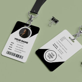 ID-streepjescode Werknemersfoto Zwart Modern Minim Badge