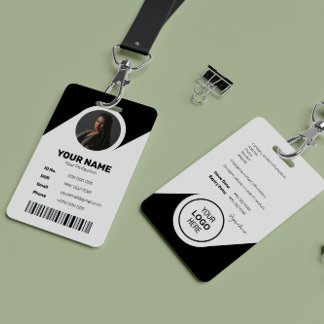 ID-streepjescode Werknemersfoto Zwart Modern Minim Badge