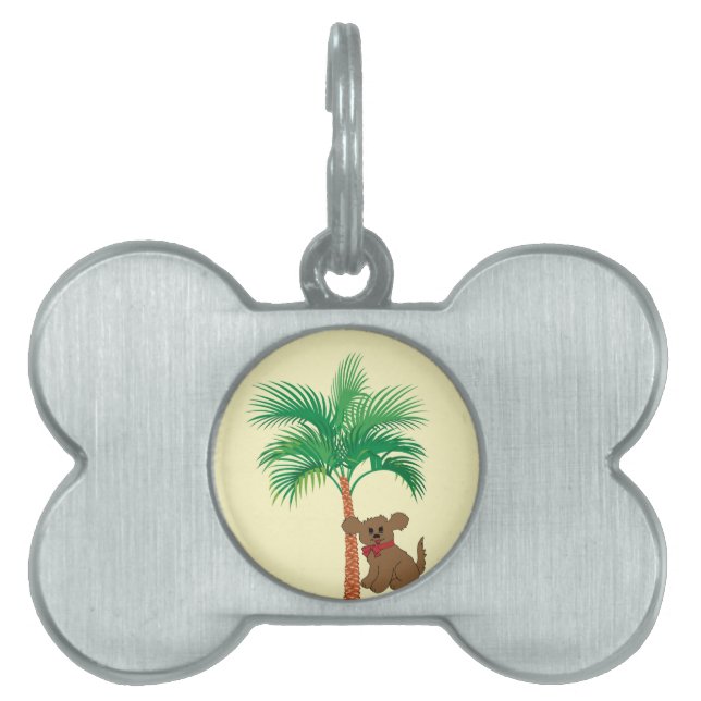ID-tag Palm Tree Pet Huisdieren Naamplaatje (voorkant)